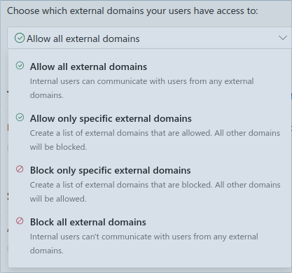 Settings to control external communications