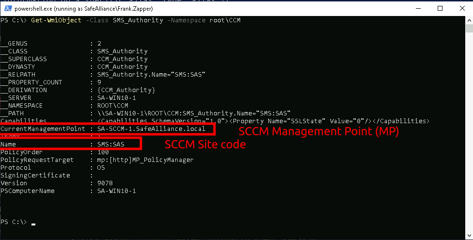 Querying WMI for SCCM authorities