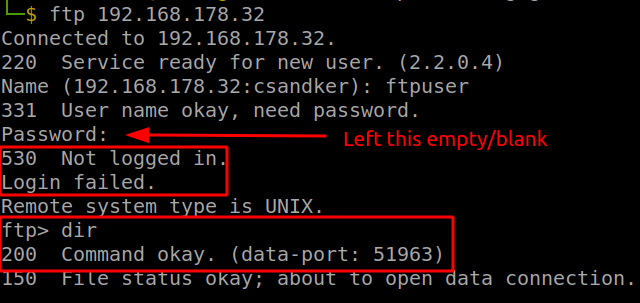 FTP List Command Without a Password FTP List Command Without a Password