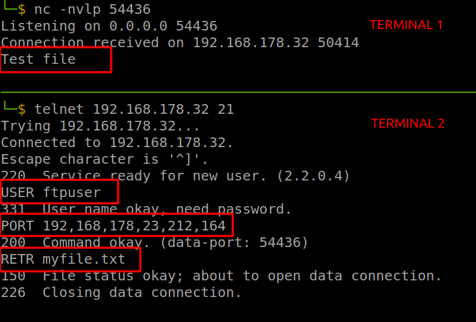 Manual FTP RETR Command