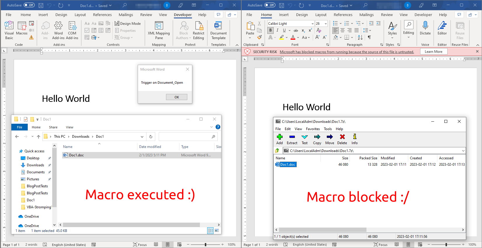 Different MOTW behaviors in 7z Different MOTW behaviors in 7z