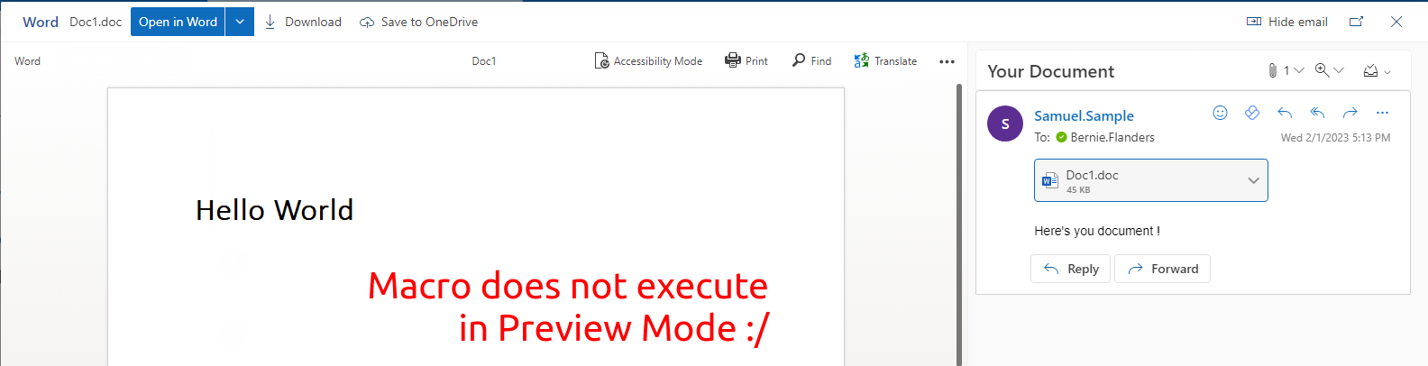 Macros do not execute in Preview Mode No Macro in Preview mode